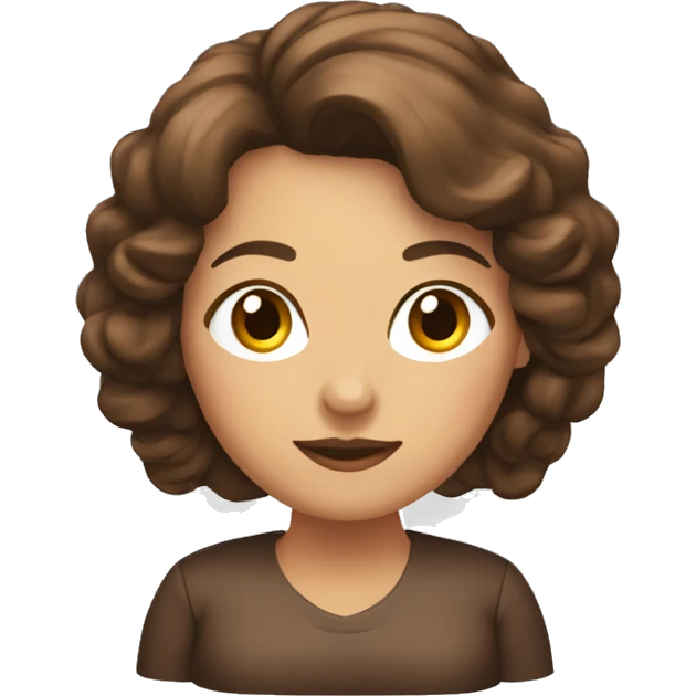 mujer con pelo marron en la computadora emoji