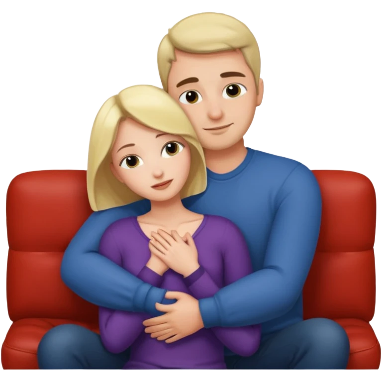 Women cuddling man on couch naked emoji
