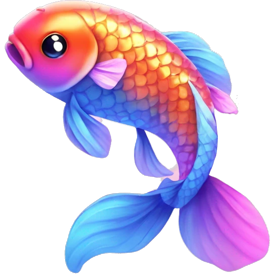 Kawaii neon glitter koi fish emoji    emoji