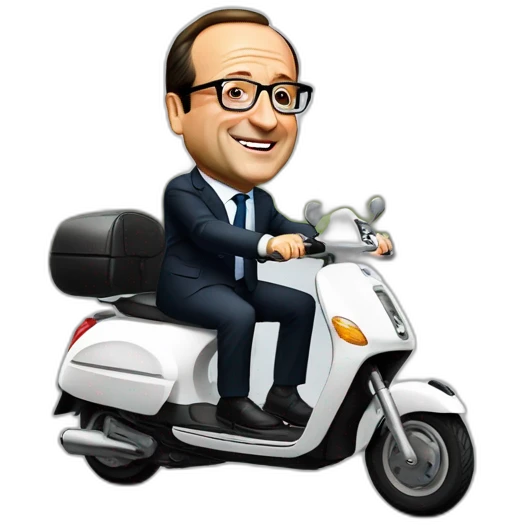 François Hollande sur un scooter emoji