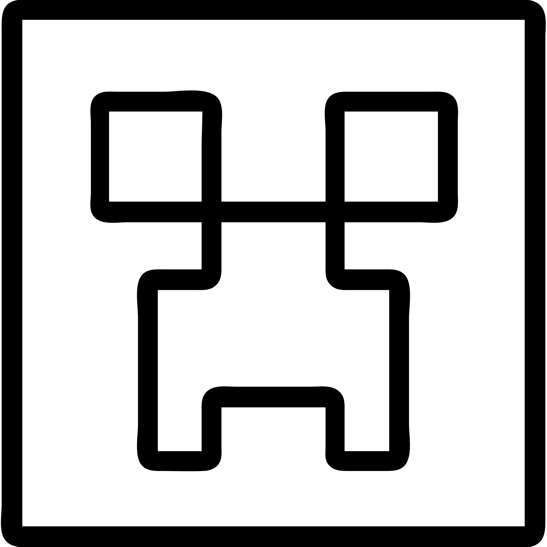 minecraft creeper face, minimal, black lines, outlined icon style emoji