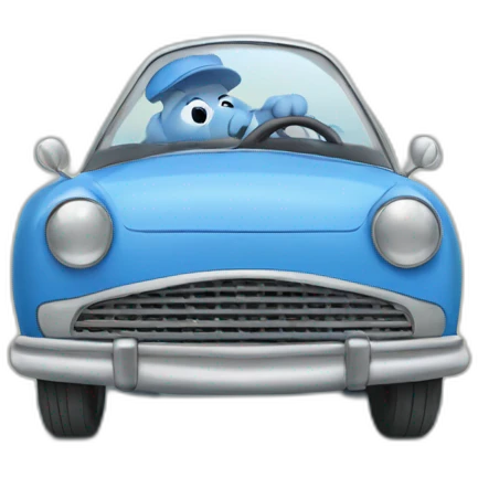 molerat driving a car that looks like bluey emoji