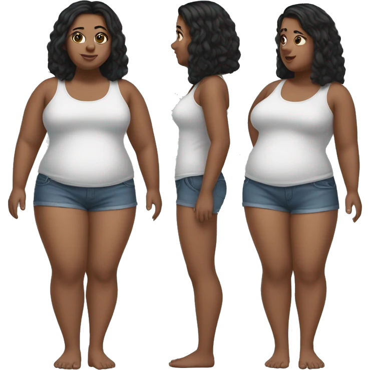 Fat girl with skinny legs black hair emoji