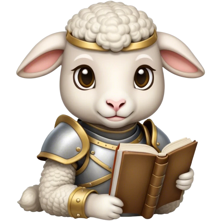 A lamb with armor reading emoji