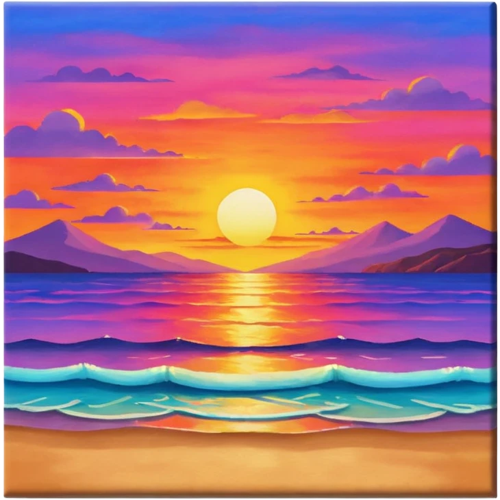 Paint of a sunset on a canvas emoji