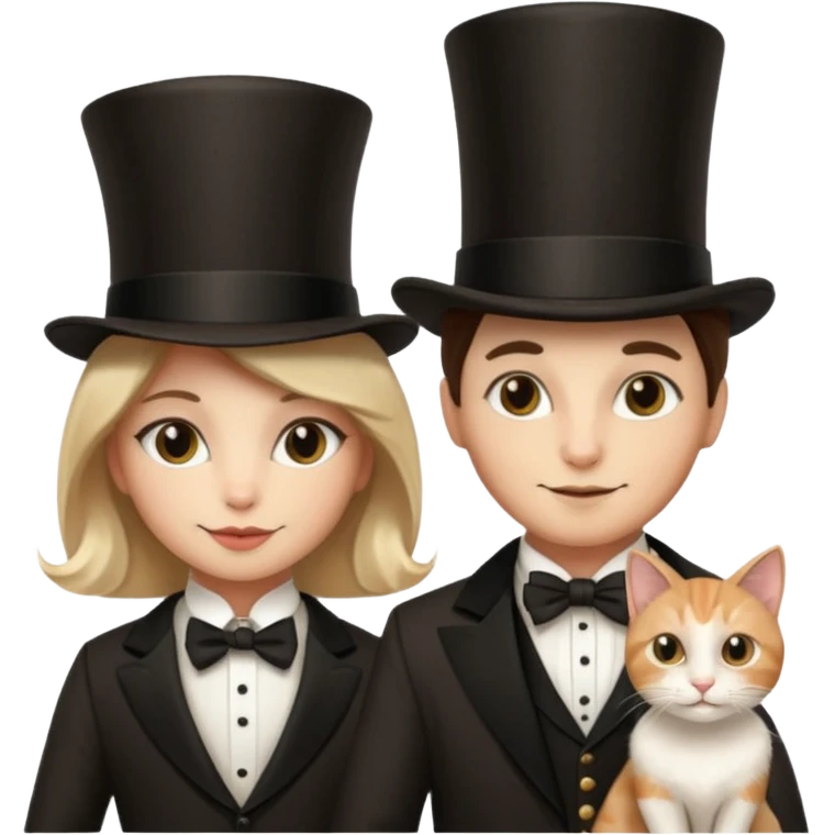 magician couple and their pet cat emoji