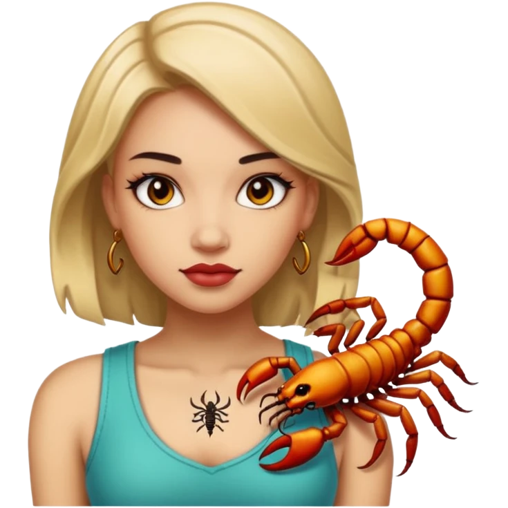 Girl with tattoo, Scorpion zodiac sign. emoji