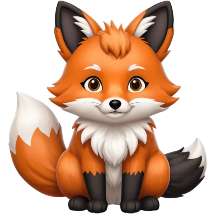 Floofy the Creampuff fox blackish gray fur color chubby Black paws orange color 3 tails emoji
