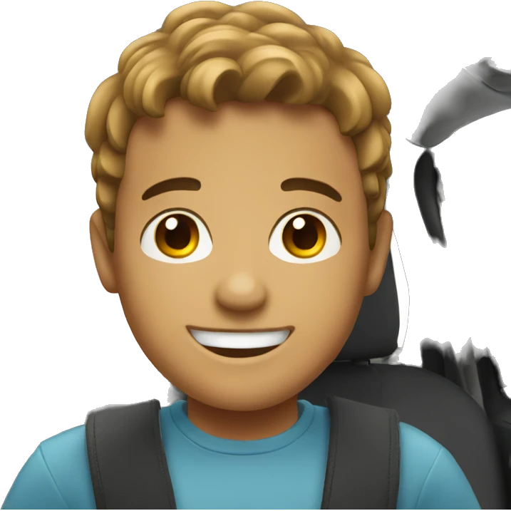 smiling boy in car interior emoji