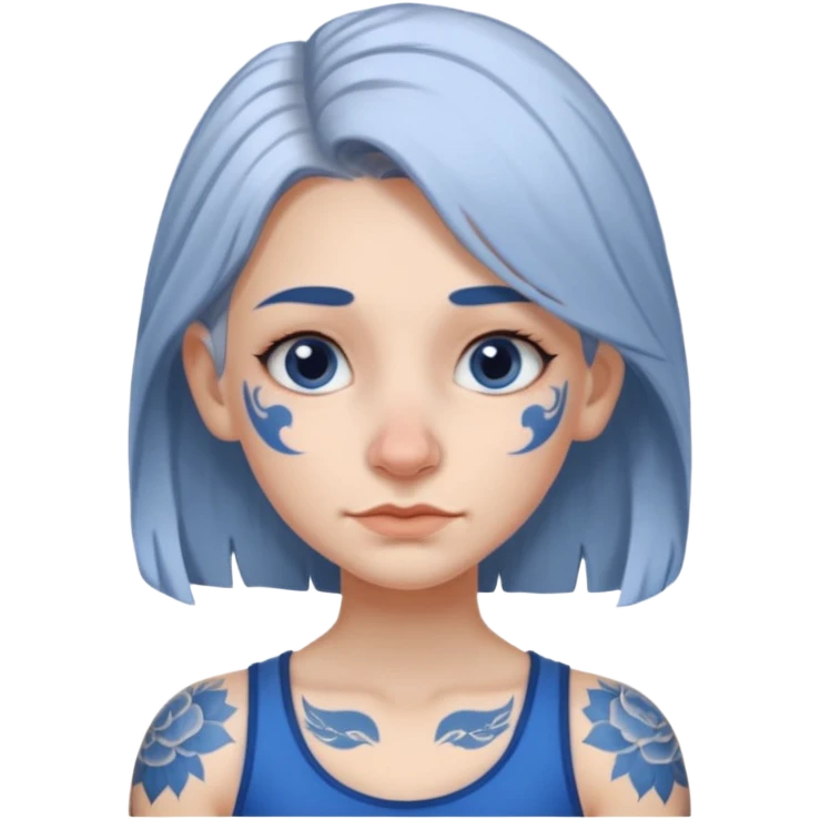 white-gray haired heavy blue tattooed big nose young girl emoji