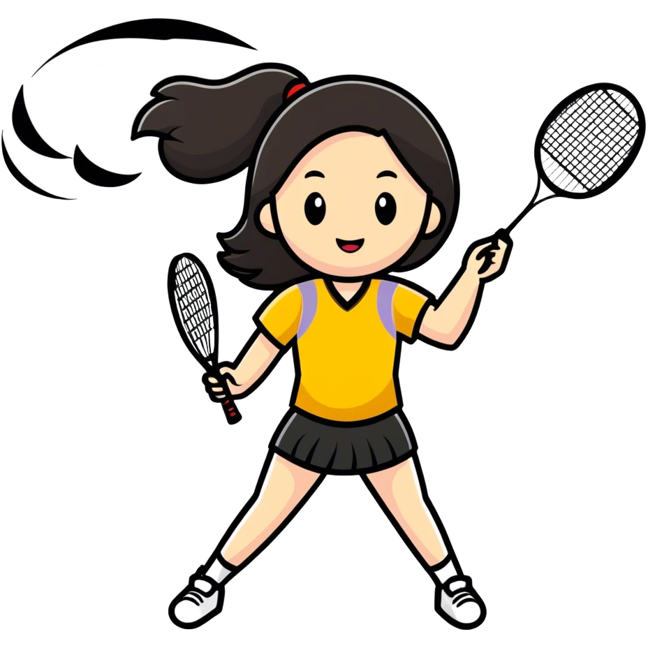 Beautiful long hair lady playing badminton emoji
