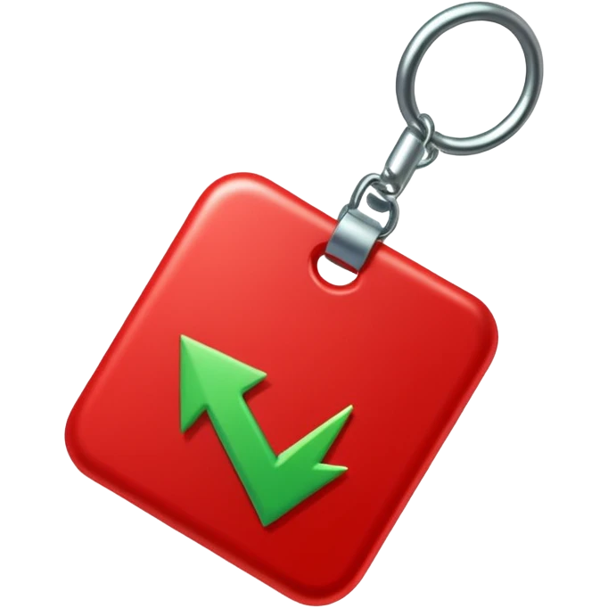 Tag vermelha com uma flecha pra cima verde emoji