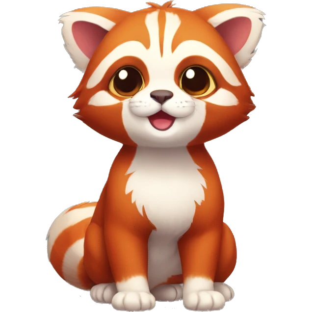 cute red-panda-cat-hybrid full body emoji
