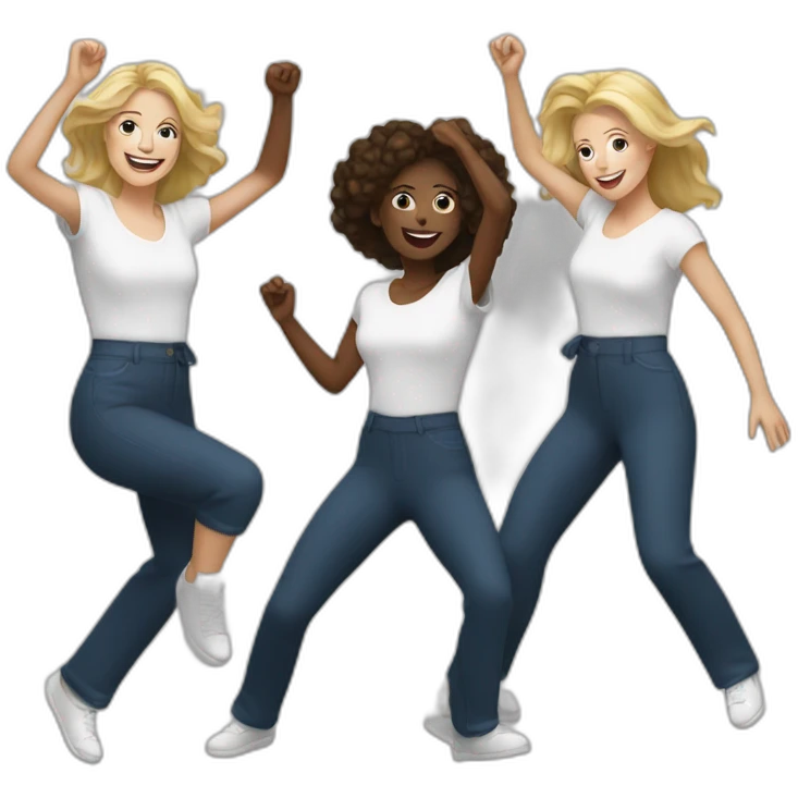 4 white women dancing emoji