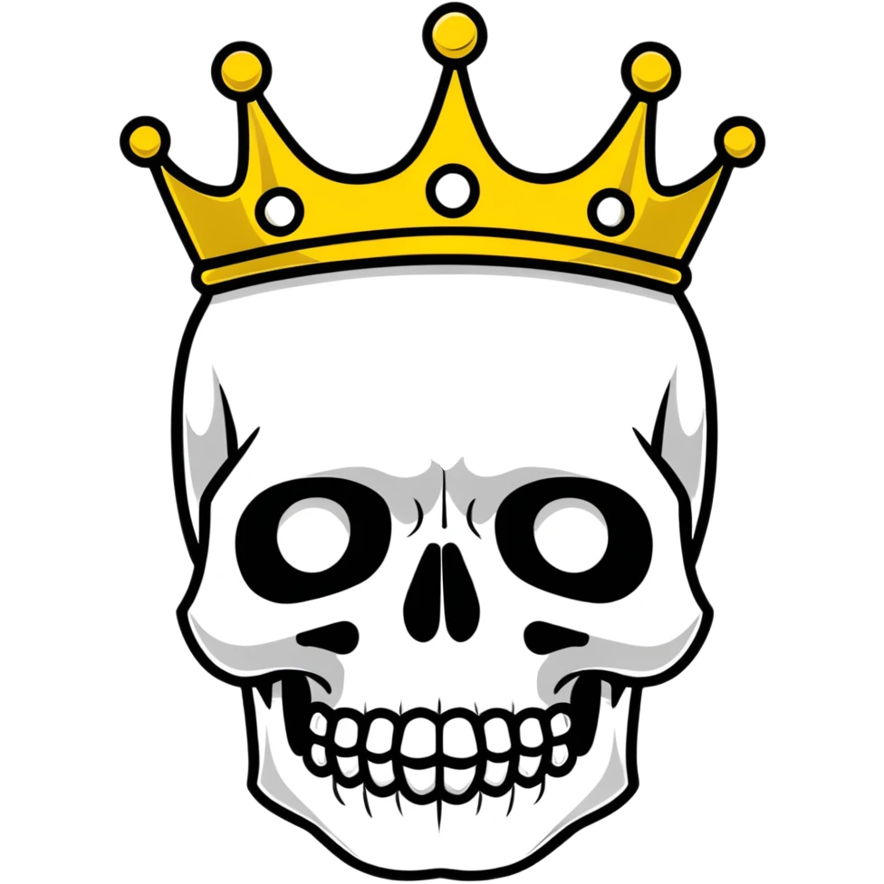 red and black skull with crown emoji