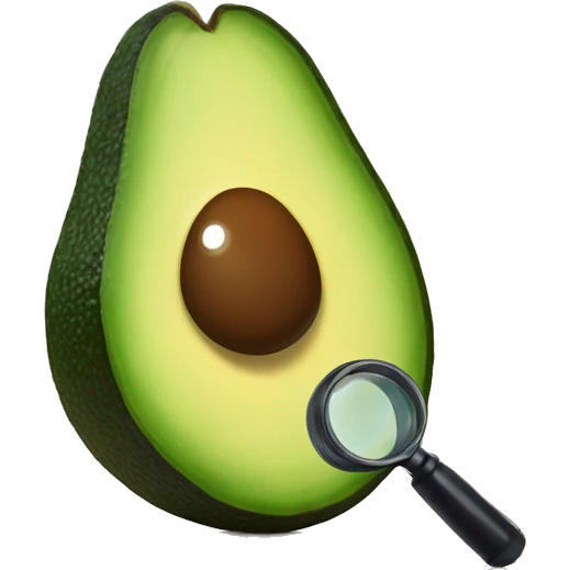 An avocado with a magnifying glass  emoji