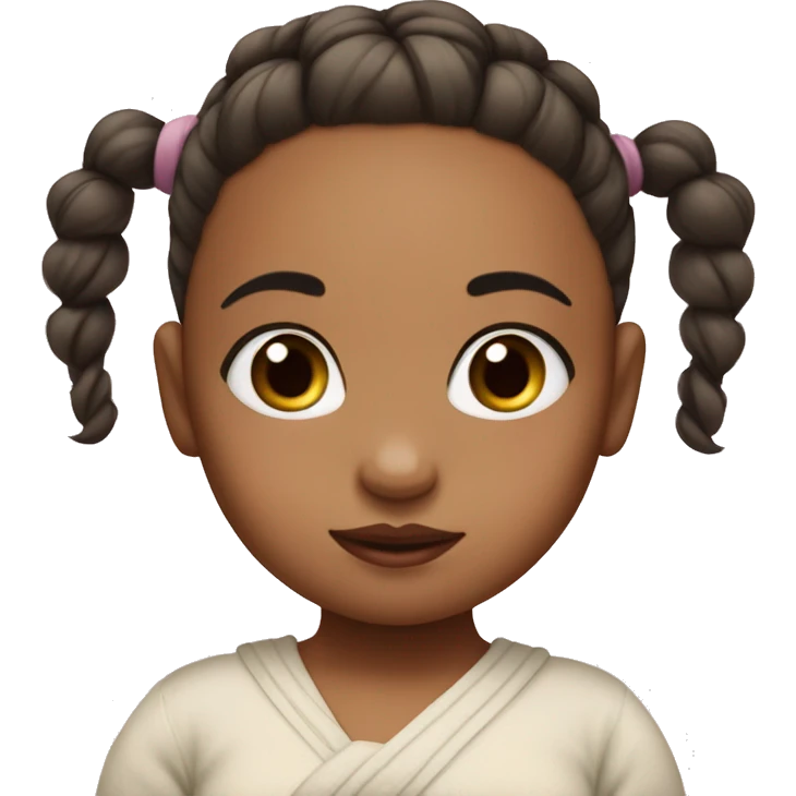 Baby girl with her hair tied up in a bun and she has white skin emoji