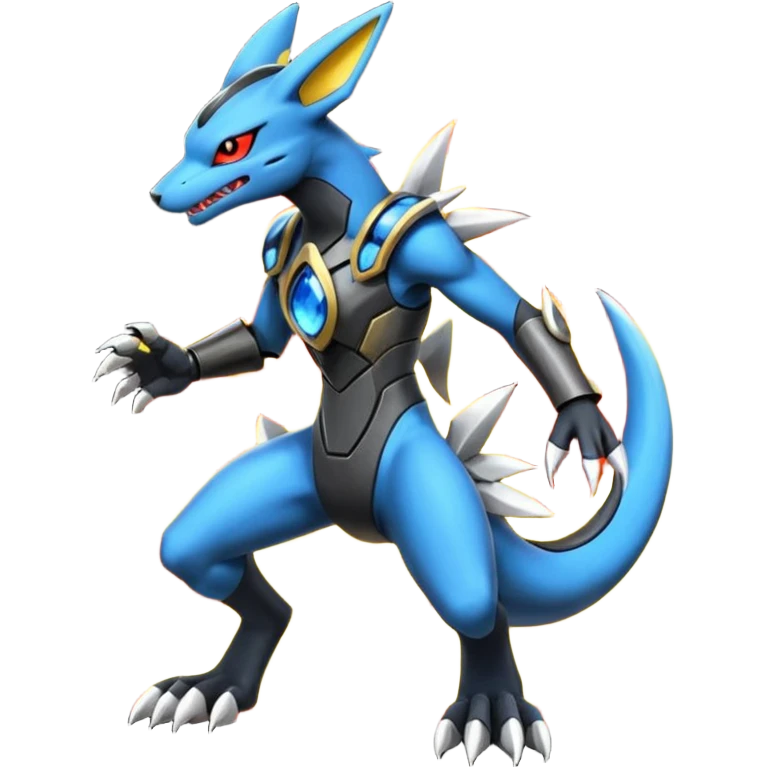 Edgy futuristic Zeraora-Salandit-Lucario-fusion emoji