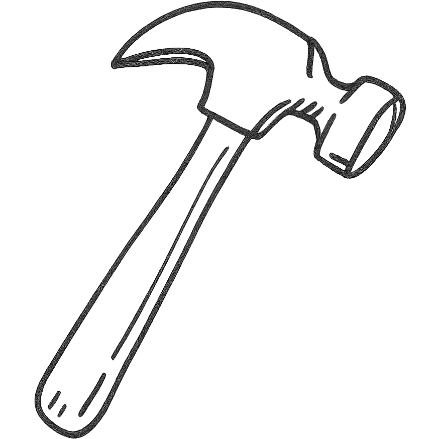 hand drawn outlined hammer icon emoji