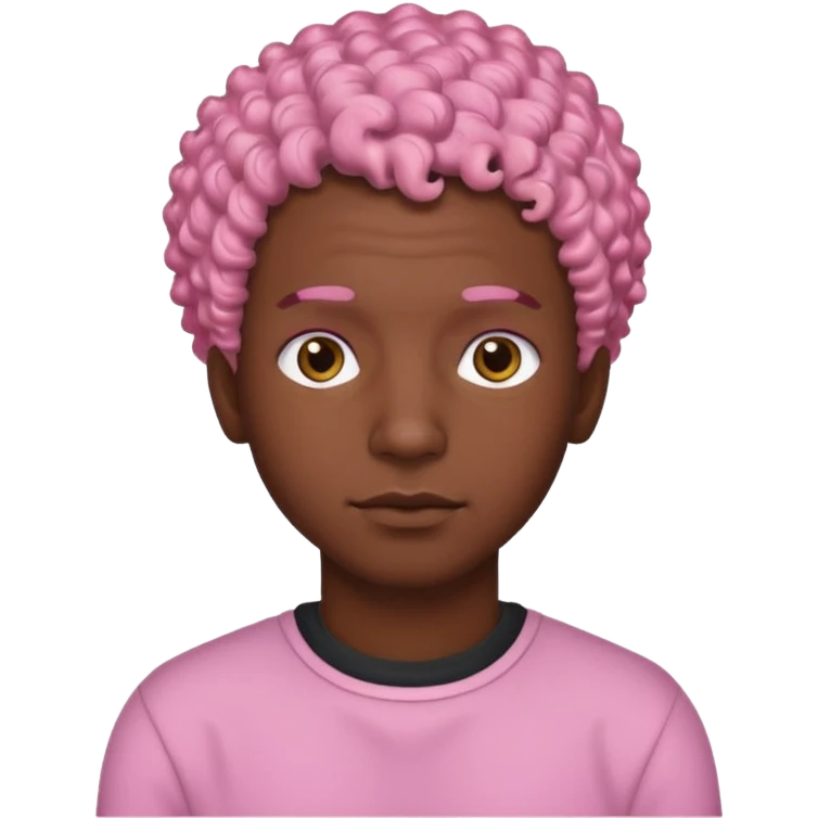 black man with pink short curly hair emoji