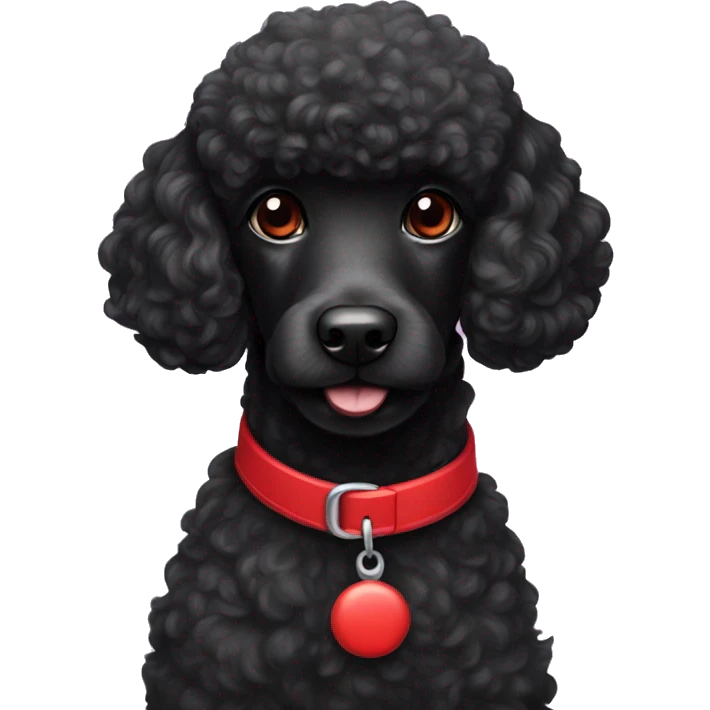 Black poodle with red collar  emoji