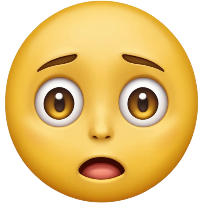 traumatized classic round yellow emoji face, wide eyes, trembling mouth, sweat, shocked expression, no human features emoji