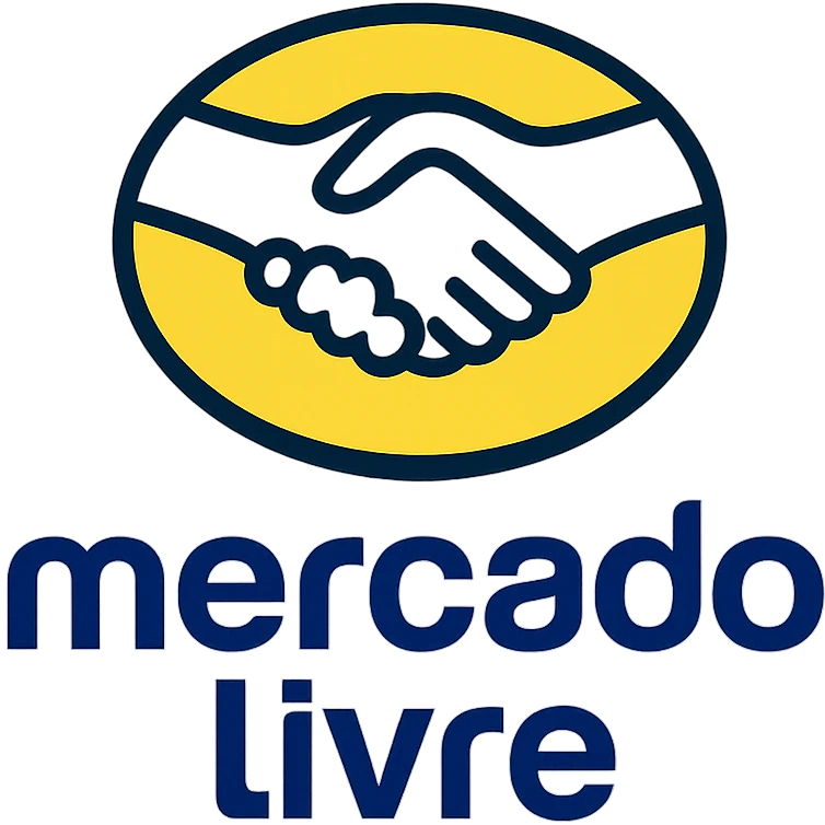icon of Mercado Livre, color outline style, yellow and blue, with black outlines emoji