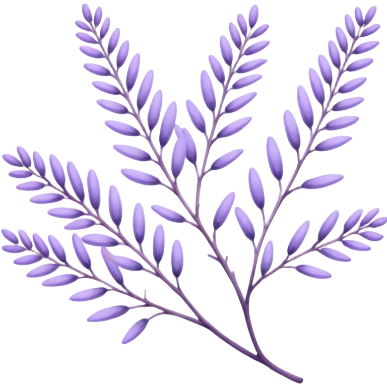 The art style is clean line art with delicate watercolor textures, pastel colors, and a dominant palette of lavender, soft lilac, and muted purple. Let the branch be more elongated and have short branches on it. emoji