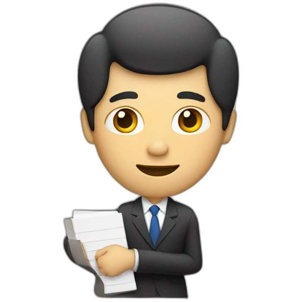 a man in a suit holding a folder in his right hand emoji