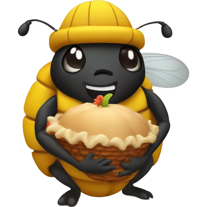 Thanksgiving themed bumble bee eating a turkey  emoji