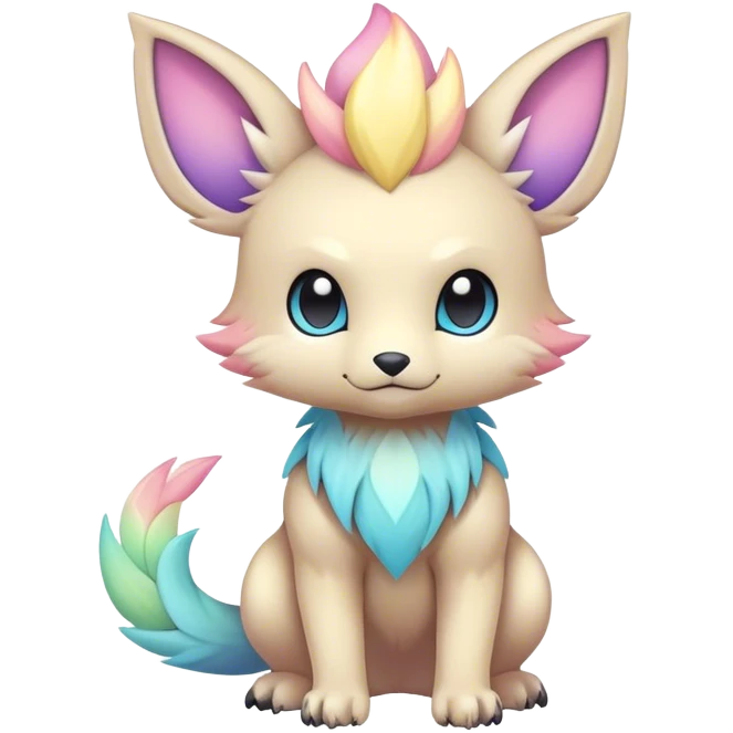 Adorable colorful chibi pastel edgy fantasy animal hybrid Fakemon full body emoji