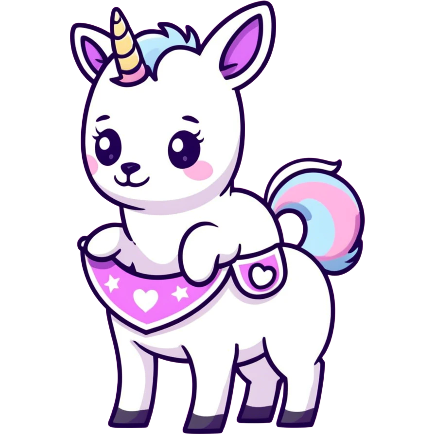 Unicorn working with a pink chihuahua  emoji