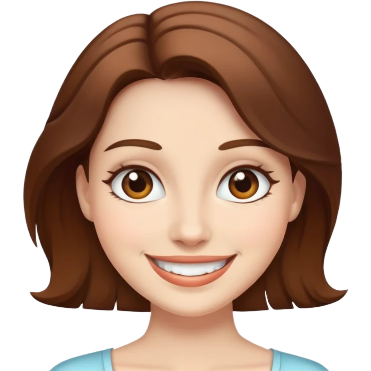 Smiling women with brown hair and white skin emoji