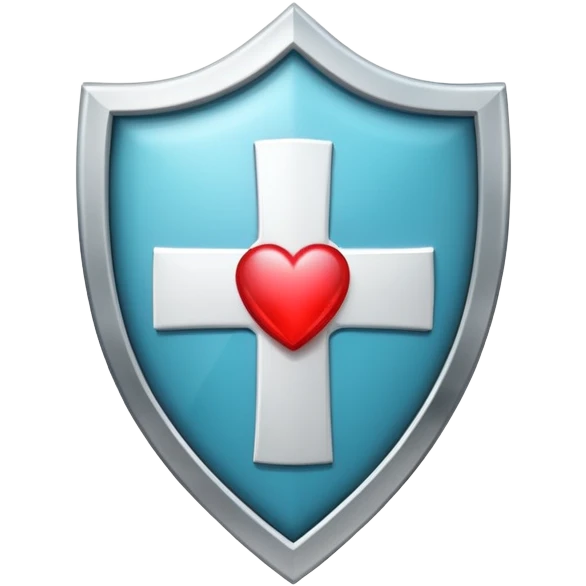 Shield with heart symbol and medical cross, representing sexual health protection emoji