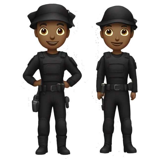 theatre crew in all black with com on emoji
