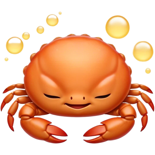 Meme-Worthy Cute Sleeping Baby Crab Portrait Emoji, Head and body resting peacefully with a contented smile, showcasing a petite, delicately armored form and eyes gently closed in serene slumber, Simplified yet adorably endearing features, highly detailed, glowing with a soft, drowsy coastal light, high shine, relaxed and utterly lovable, stylized with an air of playful laziness, soft glowing outline, capturing the essence of a sleeping baby crab that feels destined to become the next viral icon of adorable rest! emoji