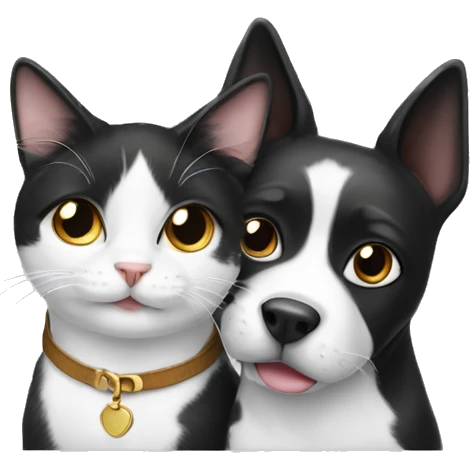 Black and white cat and dog  emoji