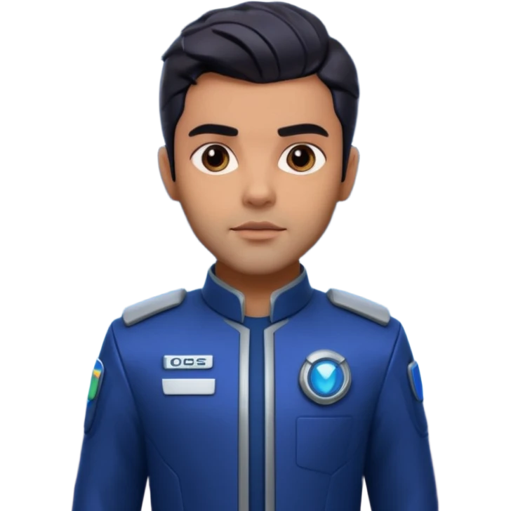 Sean Teale as Tristan Doctor standing heroically on an alien planet emoji