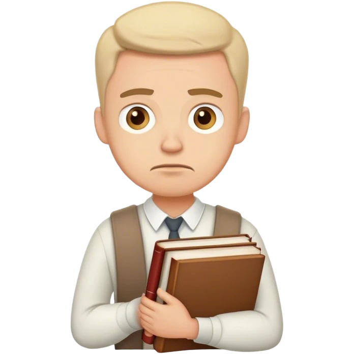 upset and annoyed man with tons of many heavy books emoji