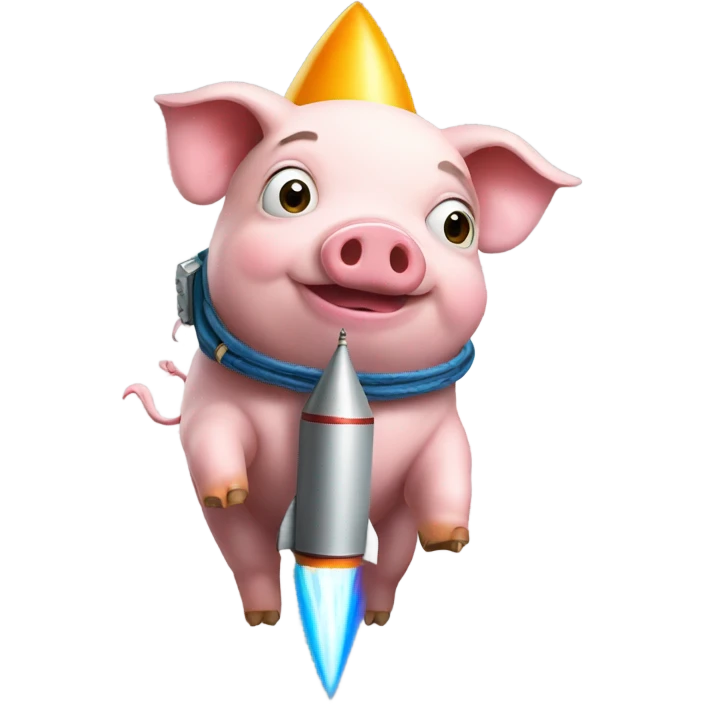 a pig with a rocket tied to its back emoji