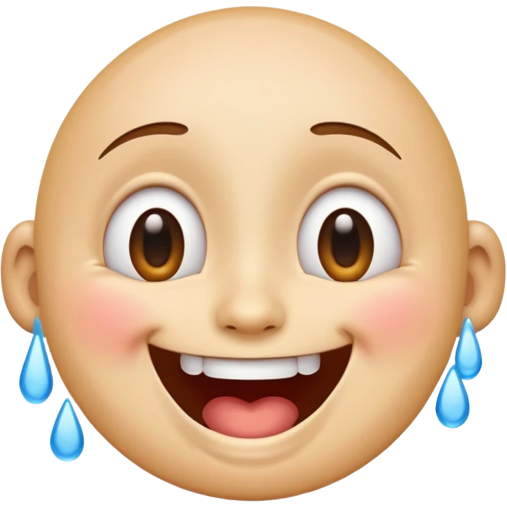 Emoji, laughing face with lots of tears of joy exactly from eyes, wide smile, big eyes emoji