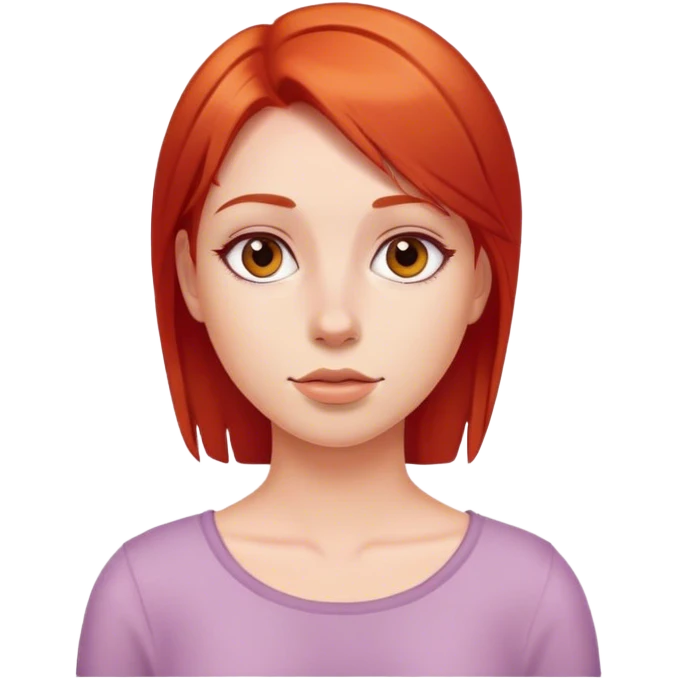 A girl with straight red hair with  emoji