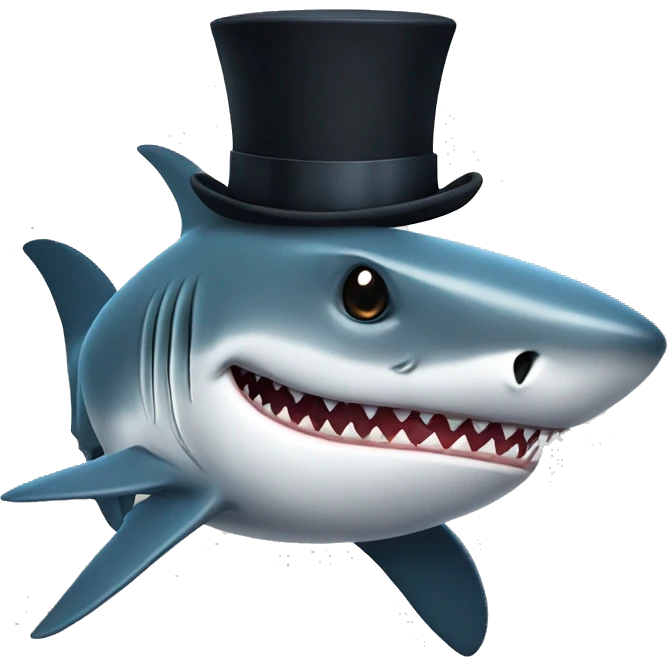 Shark with a top hat emoji