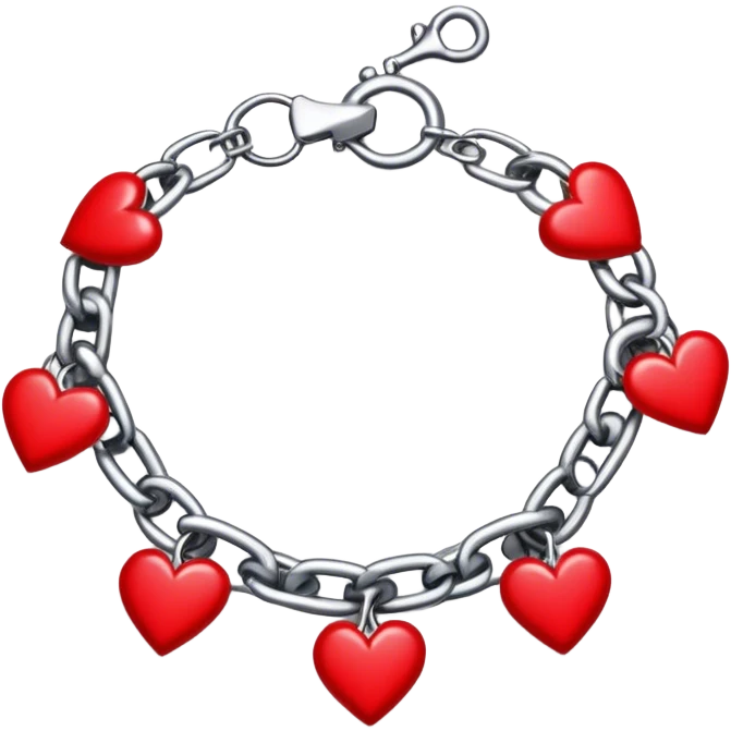 metal chain with red hearts around on wrist emoji