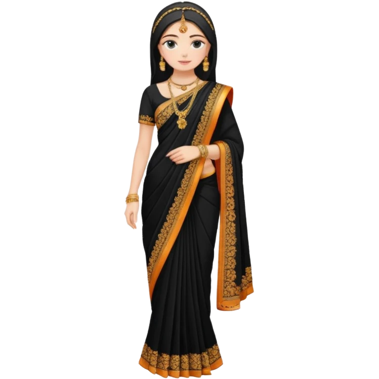 Russian girl in Indian blacksaree show full image from head to leg emoji