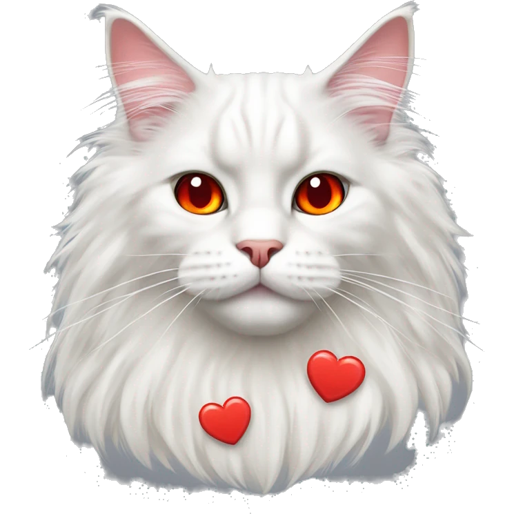 White Maine Coon with red heart eyes emoji
