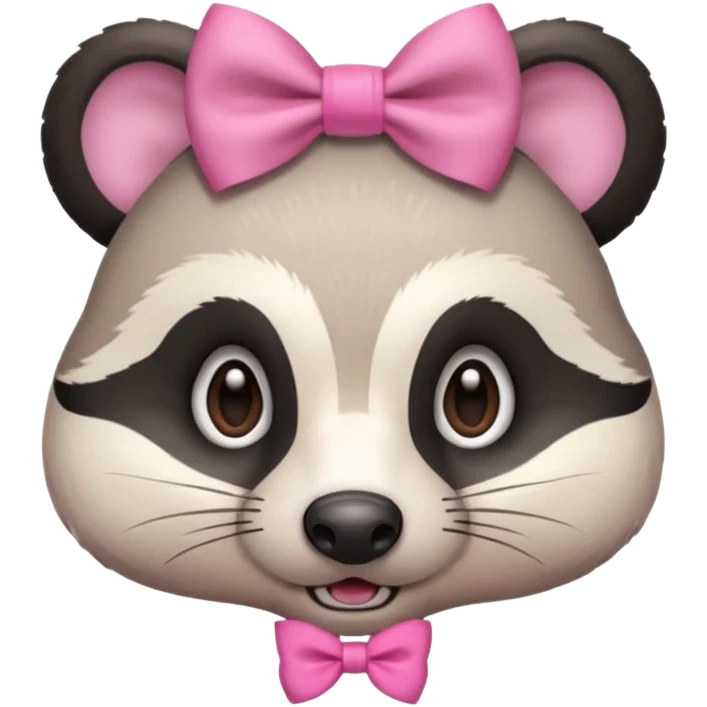 happy badger, pink bow, portrait, bust up emoji