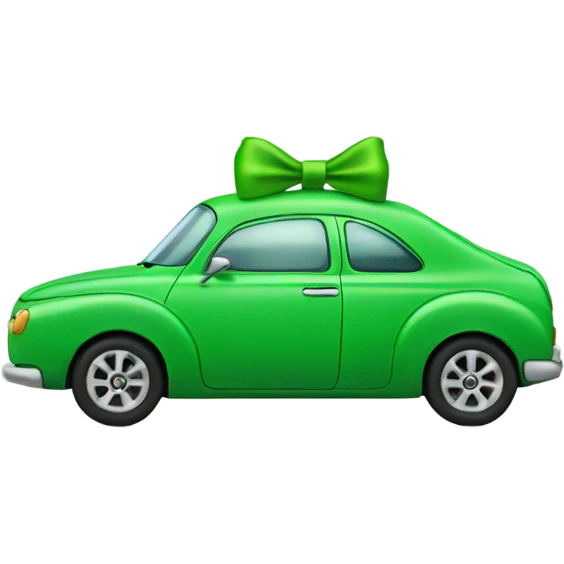 Green car with bow emoji