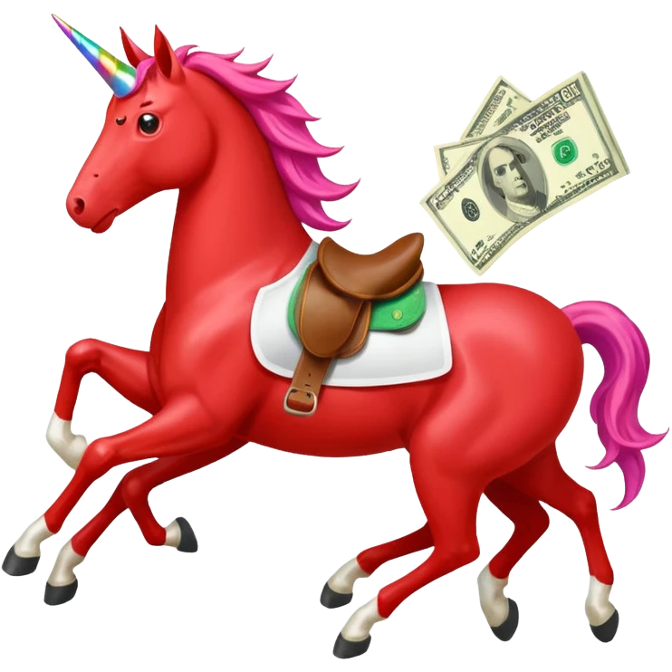 red horse agressive running unicorn money on the saddle text “ZGI” emoji