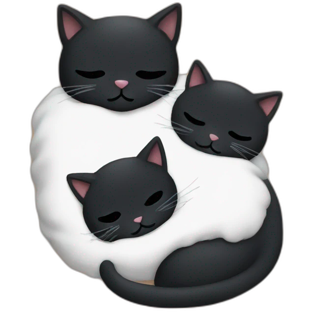 three black cats sleeping together emoji